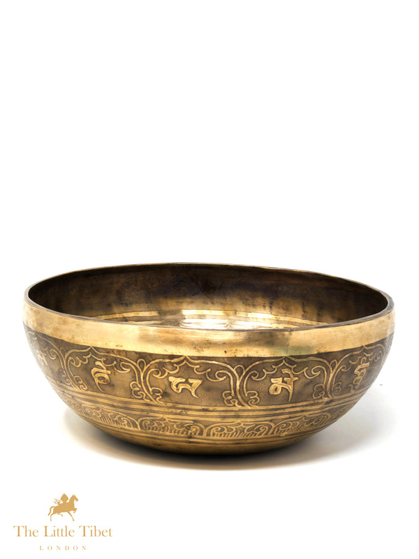 Divine Harmony: Tara in Lotus, Tibetan Singing Bowl with Vajra Base-NM104