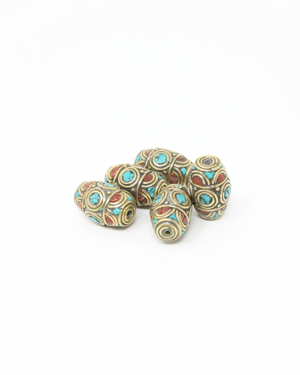 Tribal Bicone Turquoise Coral Beads for Jewellery Making - N103