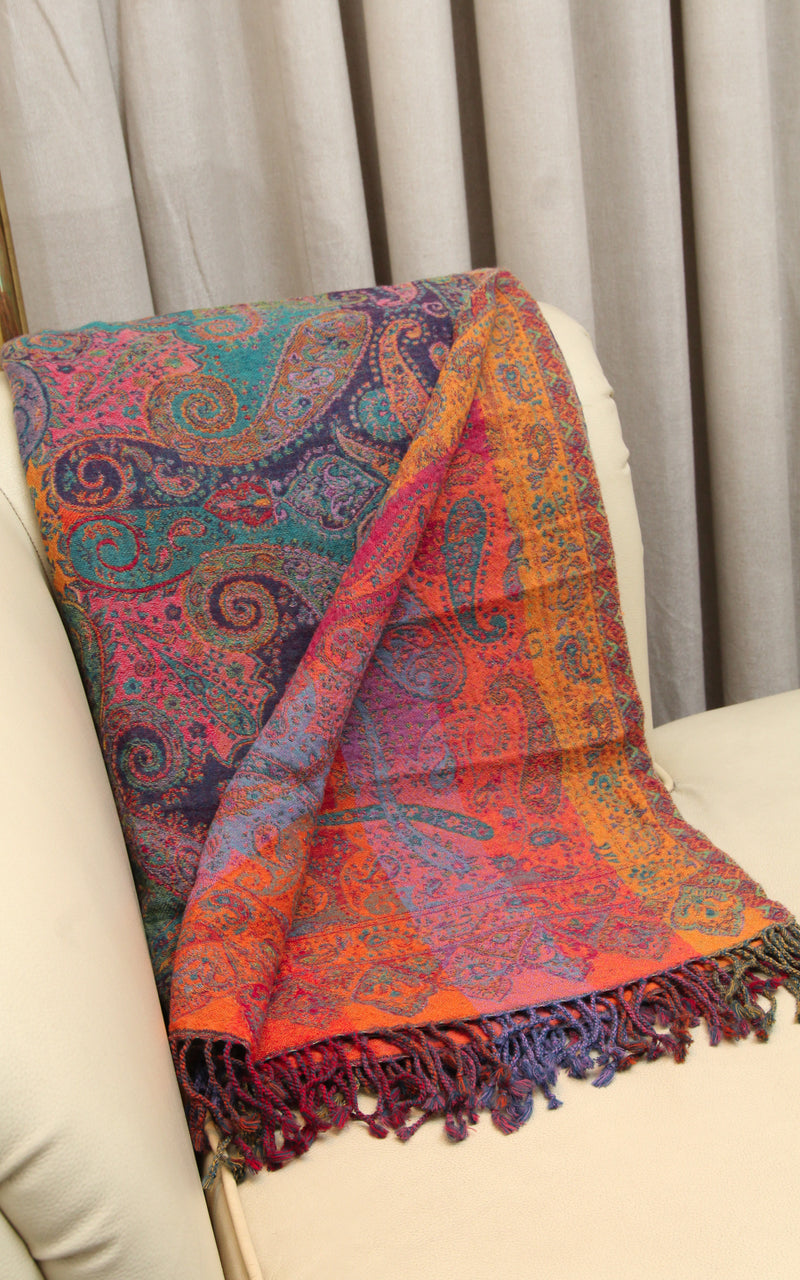 Purple Paisley Boiled Wool Blanket-BW138, The Little Tibet