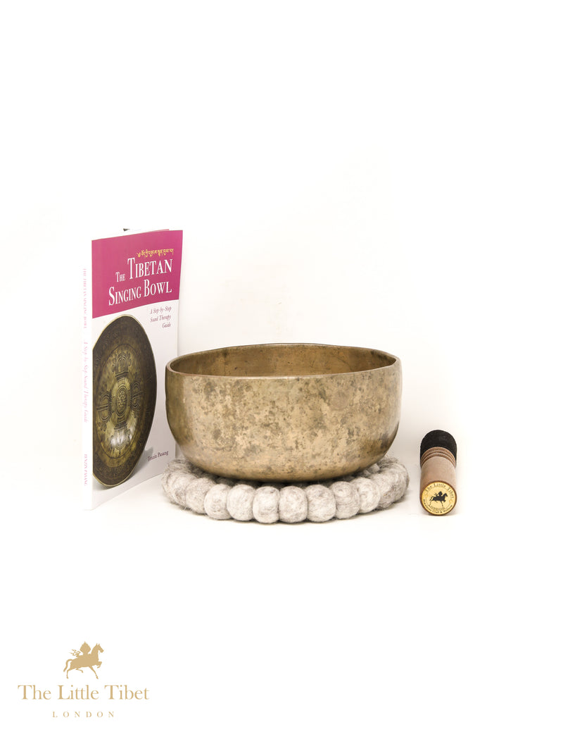 Flat Base Antique Tibetan Singing Bowl for Meditation - ATQ48