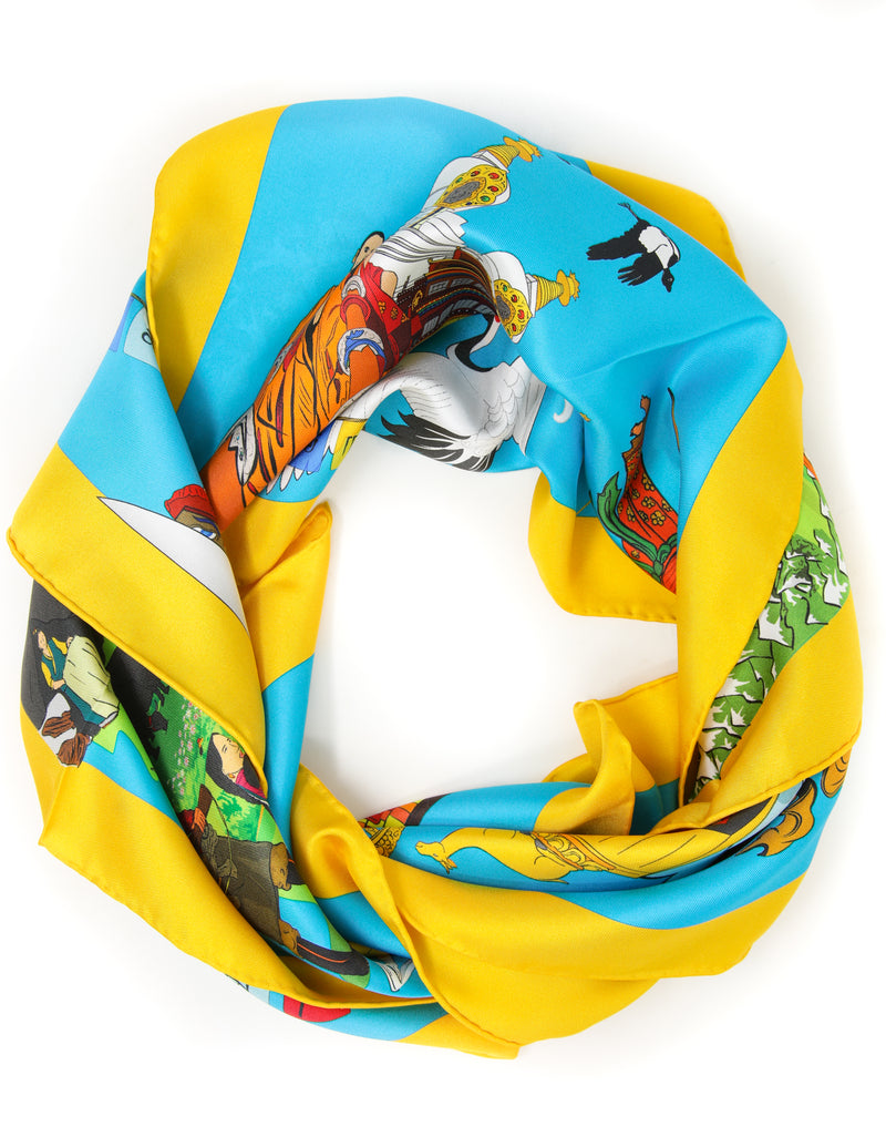 The Heavenly Map of Tibet Square Silk Scarf