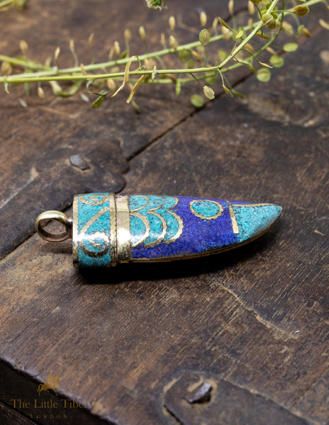 Mystic tiger's tooth shape piece for making jewellery or pendant