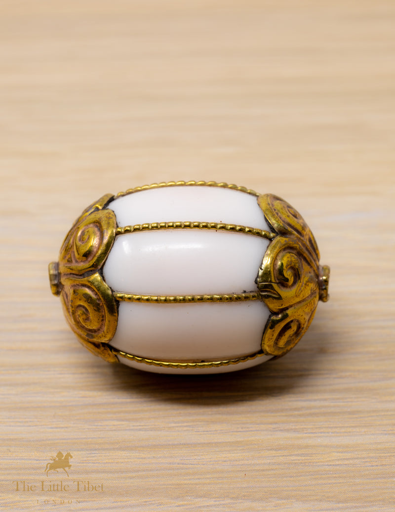 White shell tribal beads for making jewellery or pendant - SN6-The Little Tibet