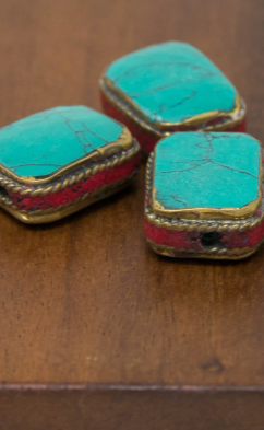 Tibetan Turquoise Inlaid Blue Cracked Beads - T26
