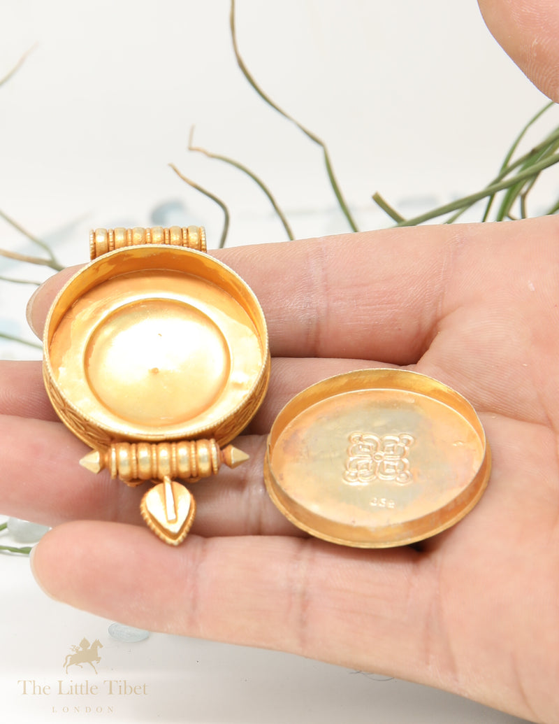Round Golden Locket Tibetan pendant