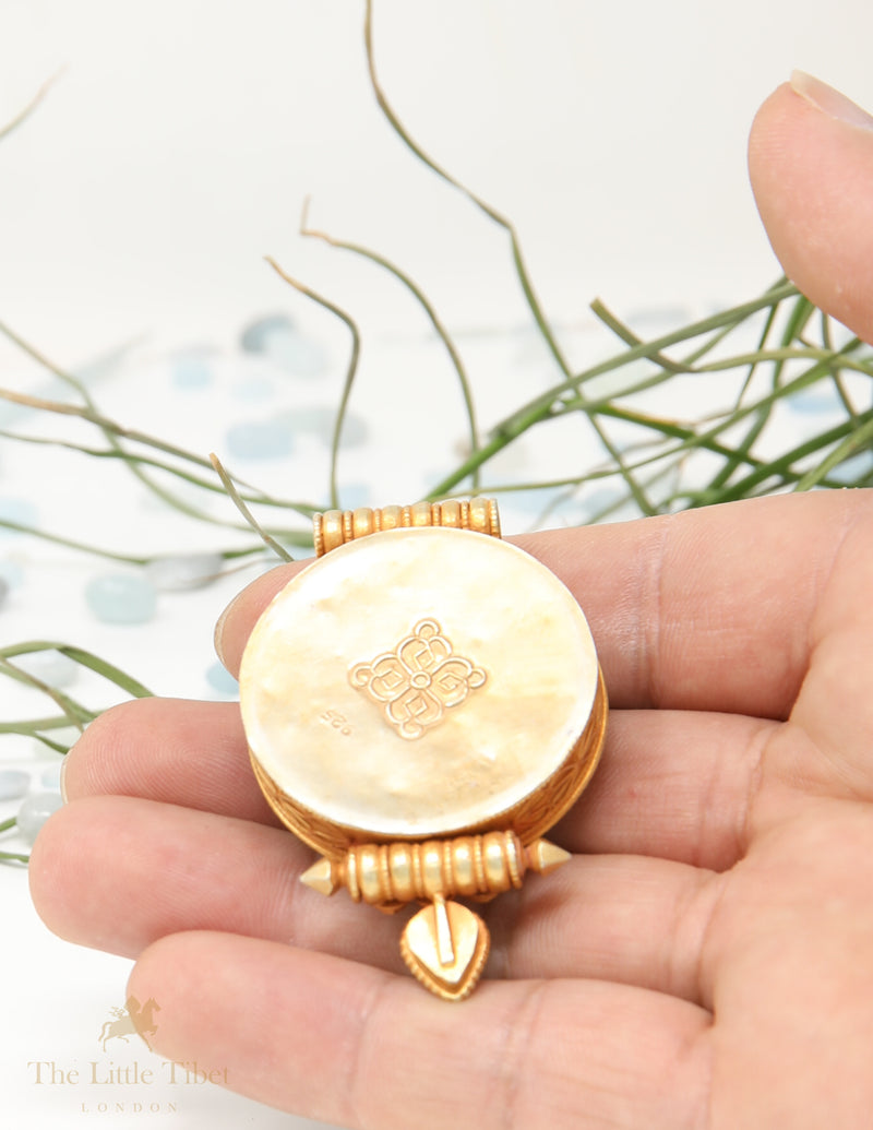 Round Golden Locket Tibetan pendant