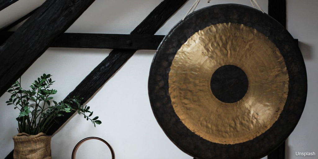 DOOKAA gong tibetain gong musique gong grand Instrument de musique de gong  fait main pur avec marteau rond, gong en laiton d'instrument de percussion