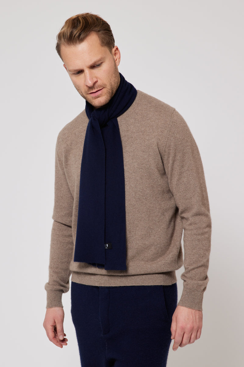 Men’s Premium Mongolian Cashmere Hat & Scarf Set – Ultra-Soft & Lightweight (Navy Blue) Scarf 80 x 160 cm | 165g Cashmere | Made in Mongolia