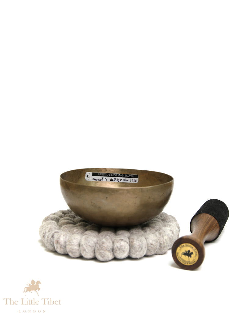 Antique Tibetan Singing Bowl | Handcrafted G Note Solar Plexus Chakra Bowl - ATQ1217