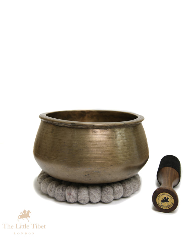 Very Rare Antique Singing Bowl | G & C Notes – Double Rim, Dense, Unique Shape - ATQ875