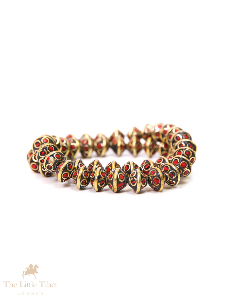 Versatile Tibetan Bead with golden Inlay