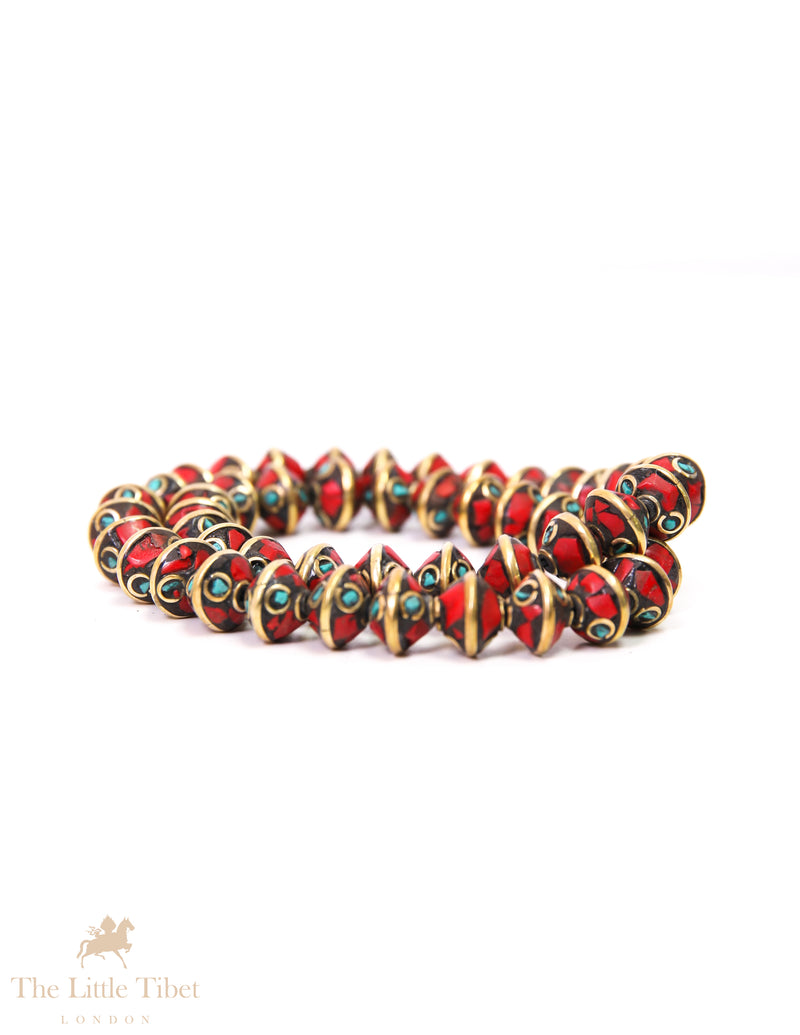 Versatile Tibetan Bead with golden Inlay
