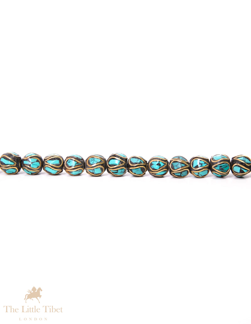 Versatile Tibetan Bead with golden Inlay
