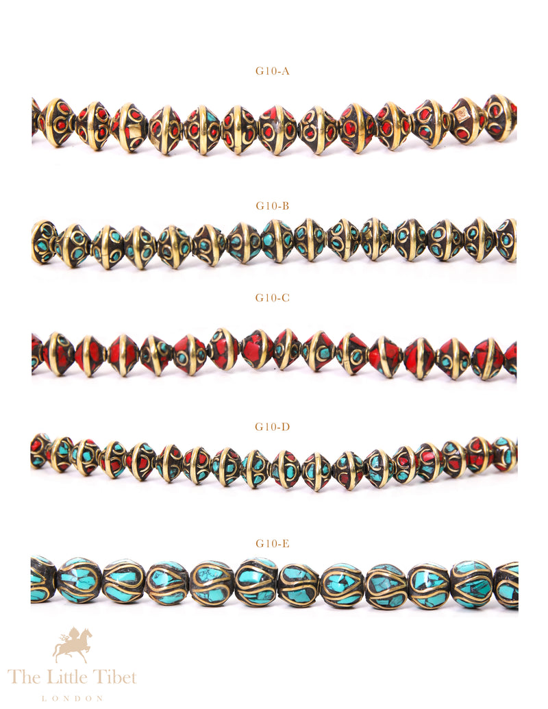 Versatile Tibetan Bead with golden Inlay