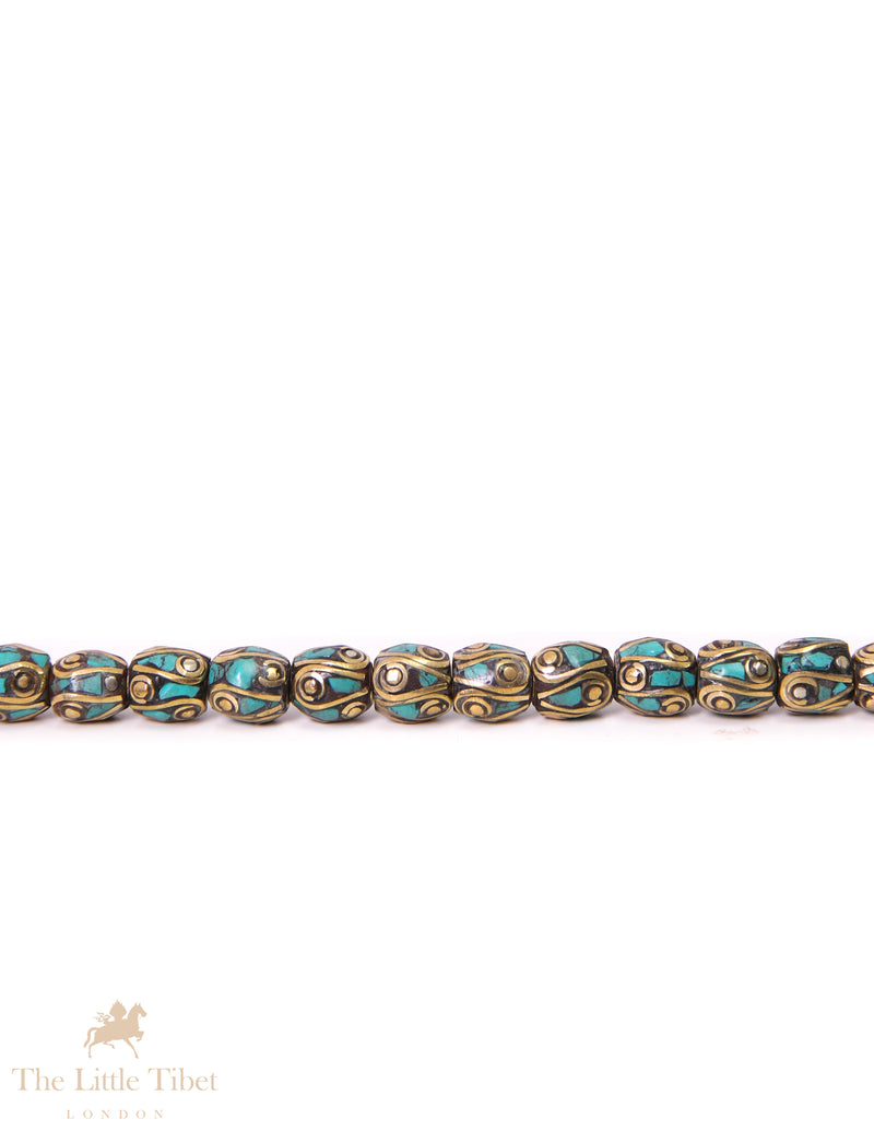 Handcrafted Tibetan Beads with Mixed Inlays for your creation