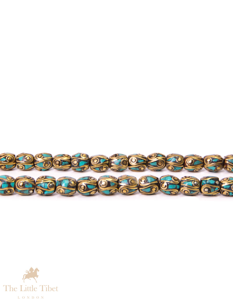Handcrafted Tibetan Beads with Mixed Inlays for your creation