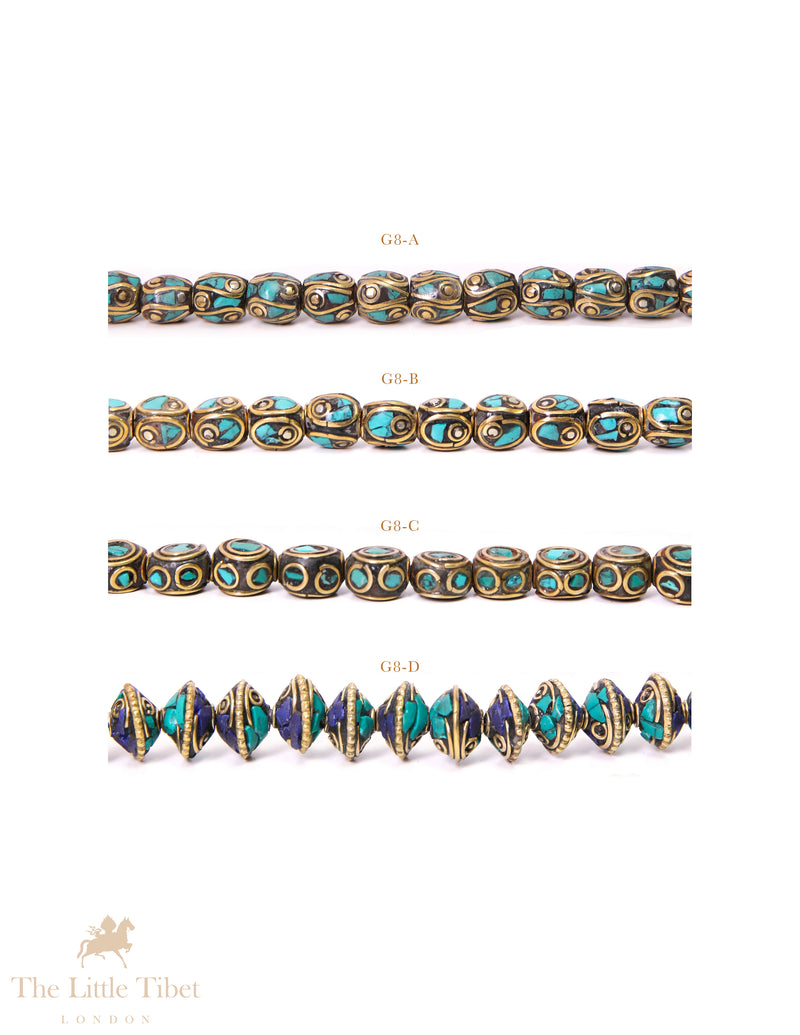 Handcrafted Tibetan Beads with Mixed Inlays for your creation