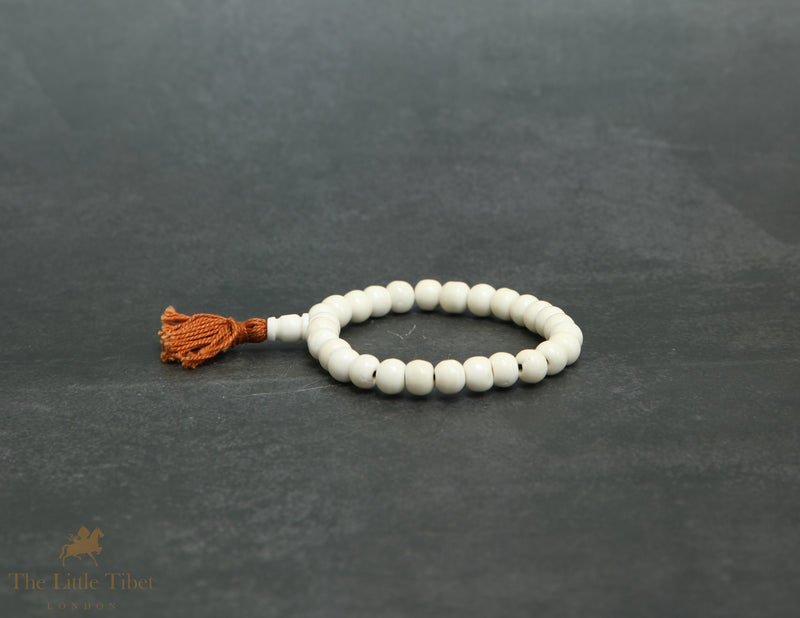 Wooden Bead Bracelet | Tibetan Style – Available in White, Black, Gold & Red