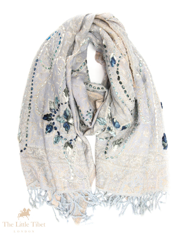 Astral Harmony: Pure Wool Infinity Scarves, Celestial Embellishments