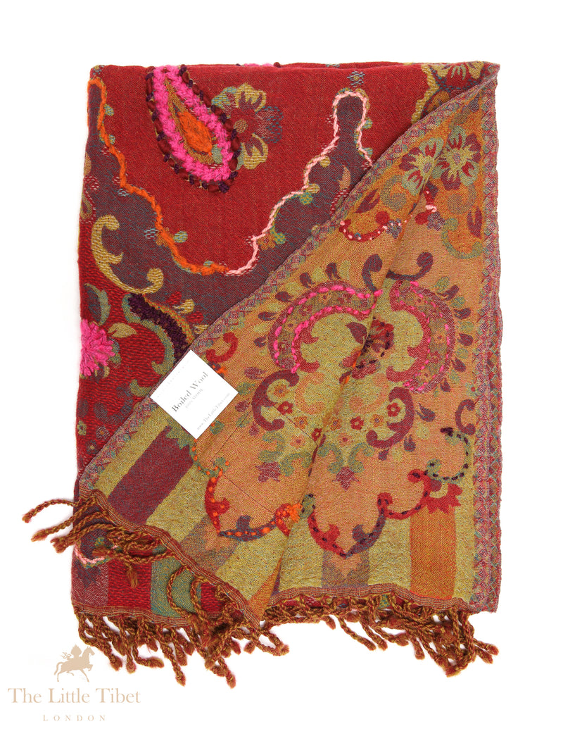Ephemeral Whispers: Artisanal Wool Shawls, Hand-Embroidered for Timeless Splendor