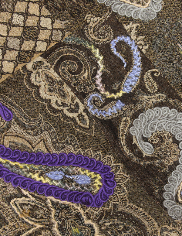 Aurora Elegance: Luxe Wool Scarves, Artfully Embroidered for Timeless Glamour