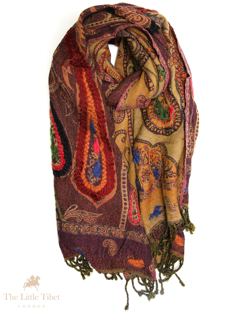 Persephone's Bloom: Exquisite 100% Boiled Wool Scarves for Eternal Feminine Beauty