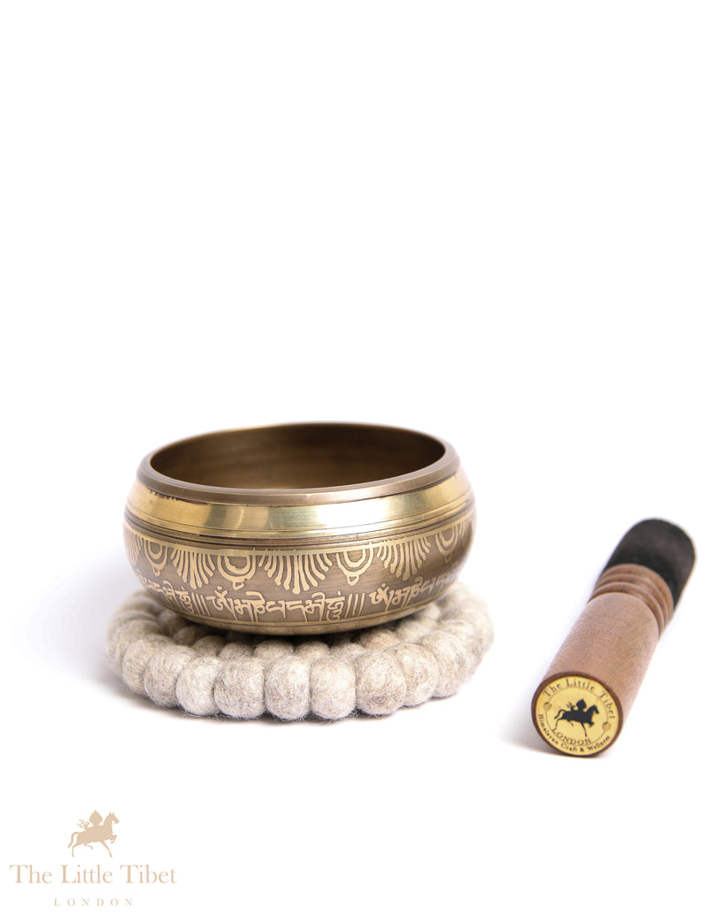 Tibetan singing bowl Hand-Carved Bronze Buddha Meditation Bowl - BZ250