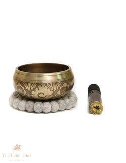 Bronze Buddha Singing Bowl | Hand-Etched Lotus & Wisdom Eye E Note Bowl - BZ417