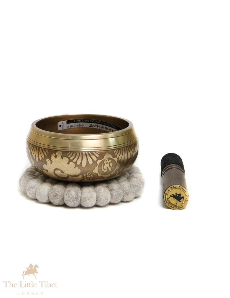 Bronze Buddha Singing Bowl | Hand-Etched Lotus & Wisdom Eye E Note Bowl - BZ417