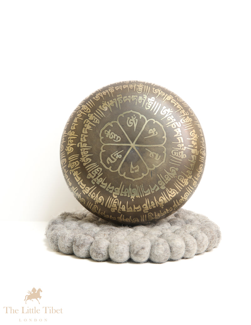 Sacred Resonance: Tibetan Singing Bowl with Astamangala Symbols for Spiritual Awakening - BZ422