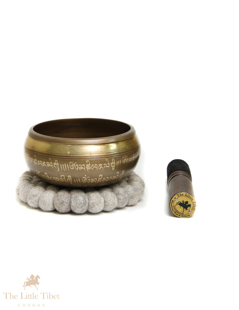 Bronze Mandala Singing Bowl | Hand-Carved Buddha E Note Sound Bowl - BZ434