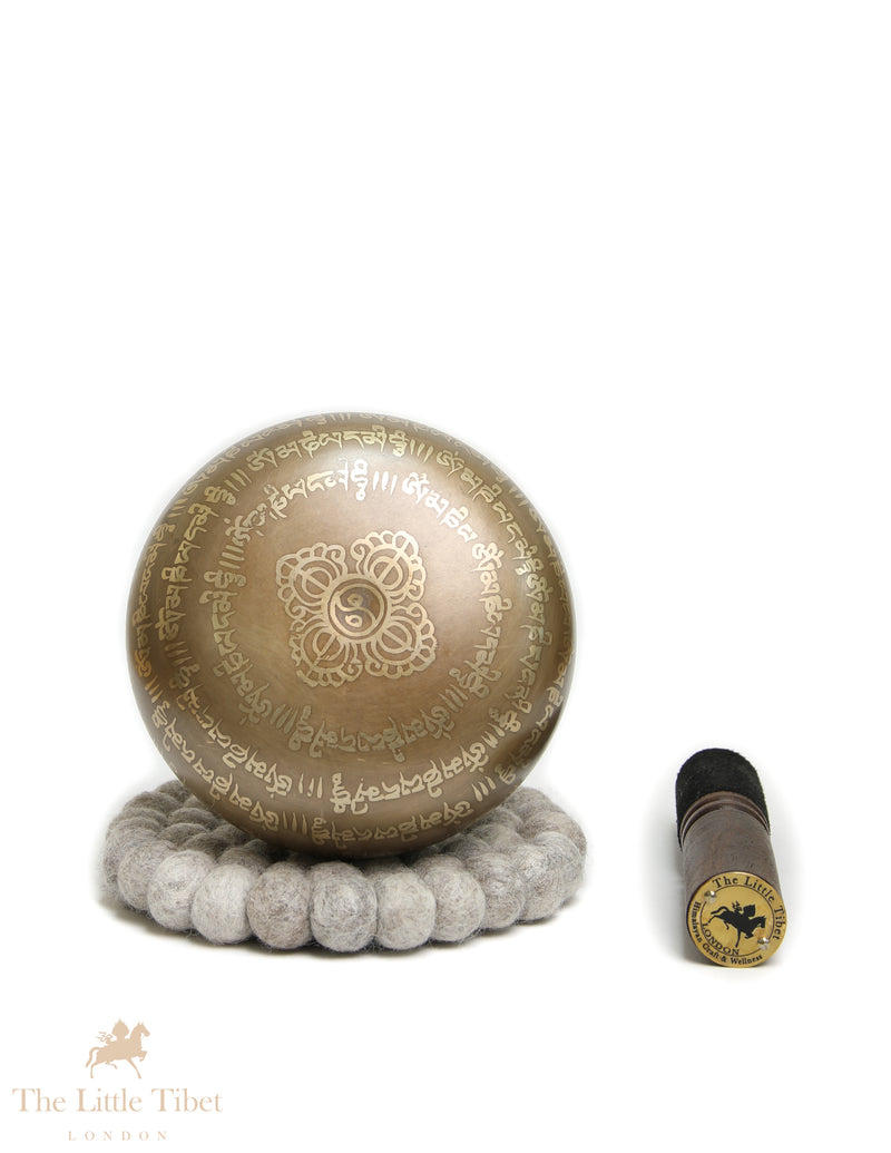 Bronze Mandala Singing Bowl | Hand-Carved Buddha E Note Sound Bowl - BZ434