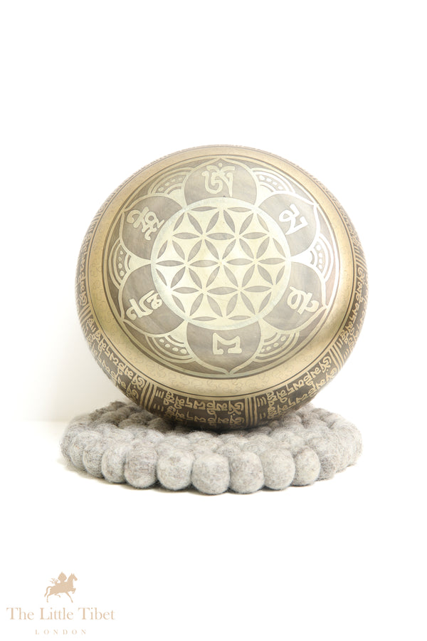 The Sacred Symmetry: Flower of Life Singing Bowl for Harmonic Resonance and Spiritual Alignment- BZ444