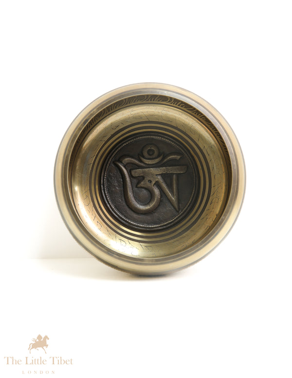 Harmonize Mind, Body, and Spirit: Embrace Holistic Healing with the Om Bronze Tibetan Singing Bowl- BZ529