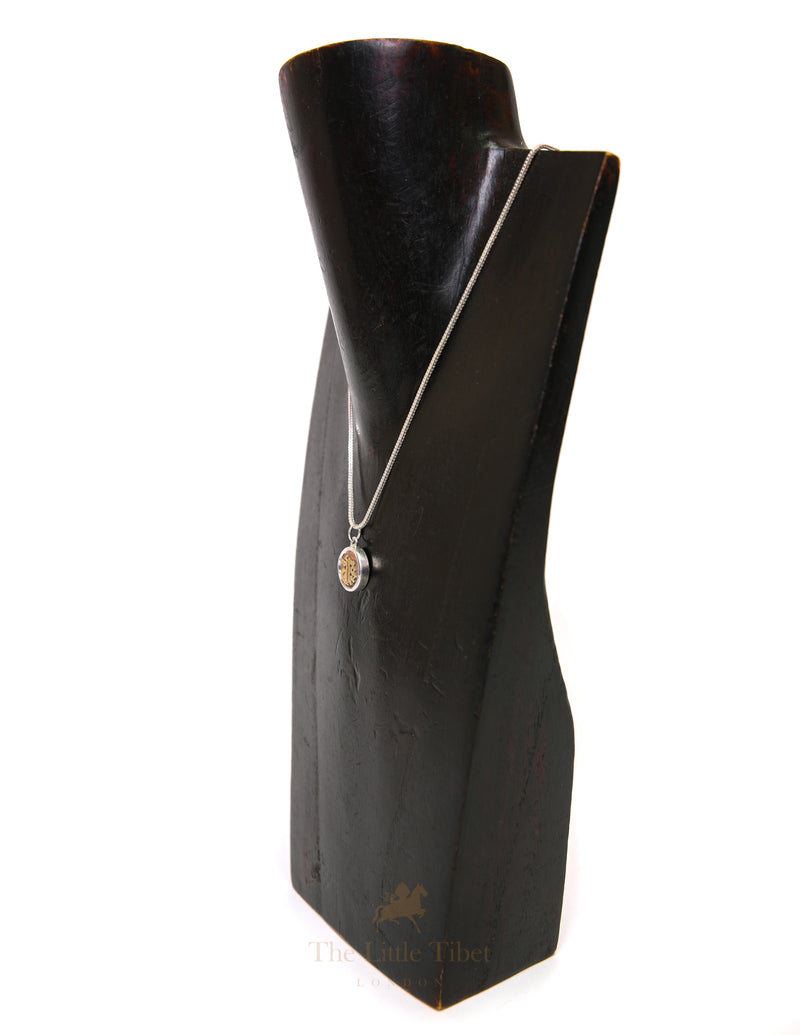 Tibetan Silver & Copper Dhih Pendant – Manjushri Wisdom Mantra Necklace