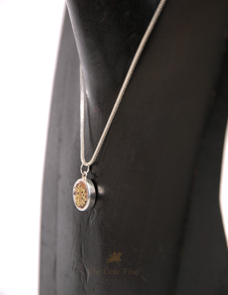 Tibetan Silver & Copper Dhih Pendant – Manjushri Wisdom Mantra Necklace