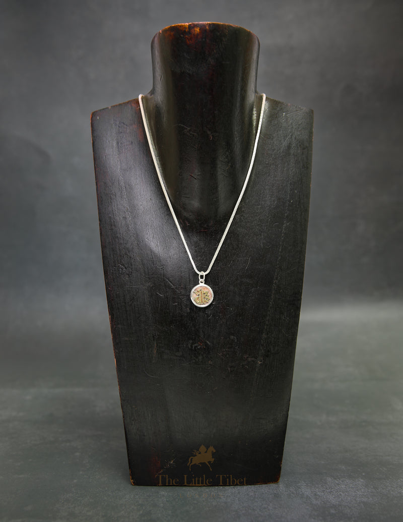 Tibetan Silver & Copper Dhih Pendant – Manjushri Wisdom Mantra Necklace