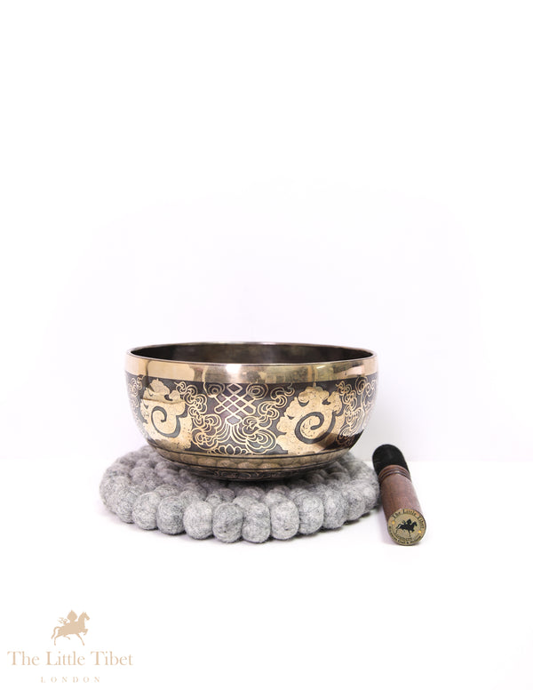 Hand-Carved Tibetan Singing Bowl for Solar Plexus with Couch Symbol- EC197