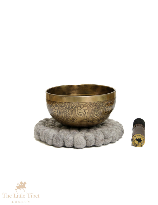 OM Mandala Singing Bowl | Hand-Etched 7 Metal F Note Tibetan Bowl - EC362