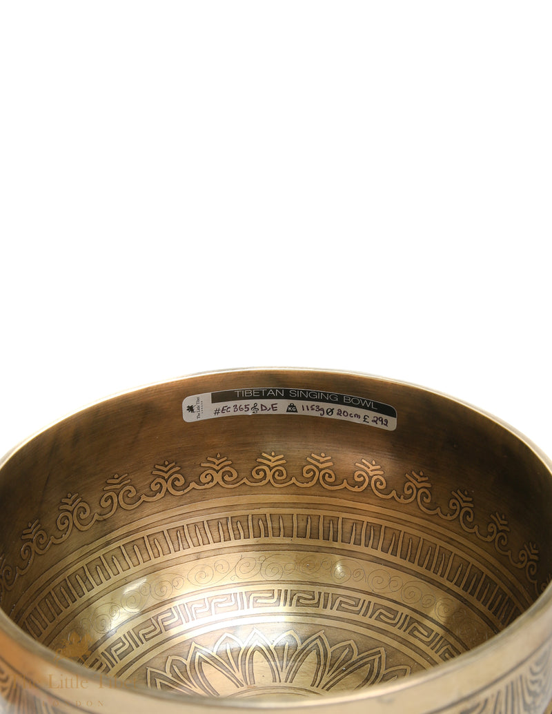 Hand-Etched OM Singing Bowl | 7-Metal D & E Note Tibetan Mantra Bowl-EC365