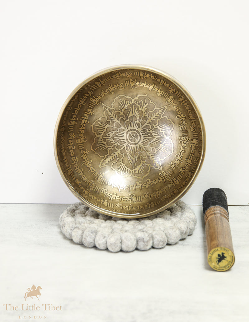 Tibetan Singing Bowl OM MANI PADME HUM for Sound Therapy - EC67