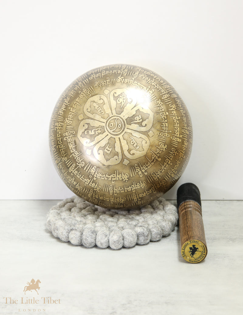 Tibetan Singing Bowl OM MANI PADME HUM for Sound Therapy - EC67