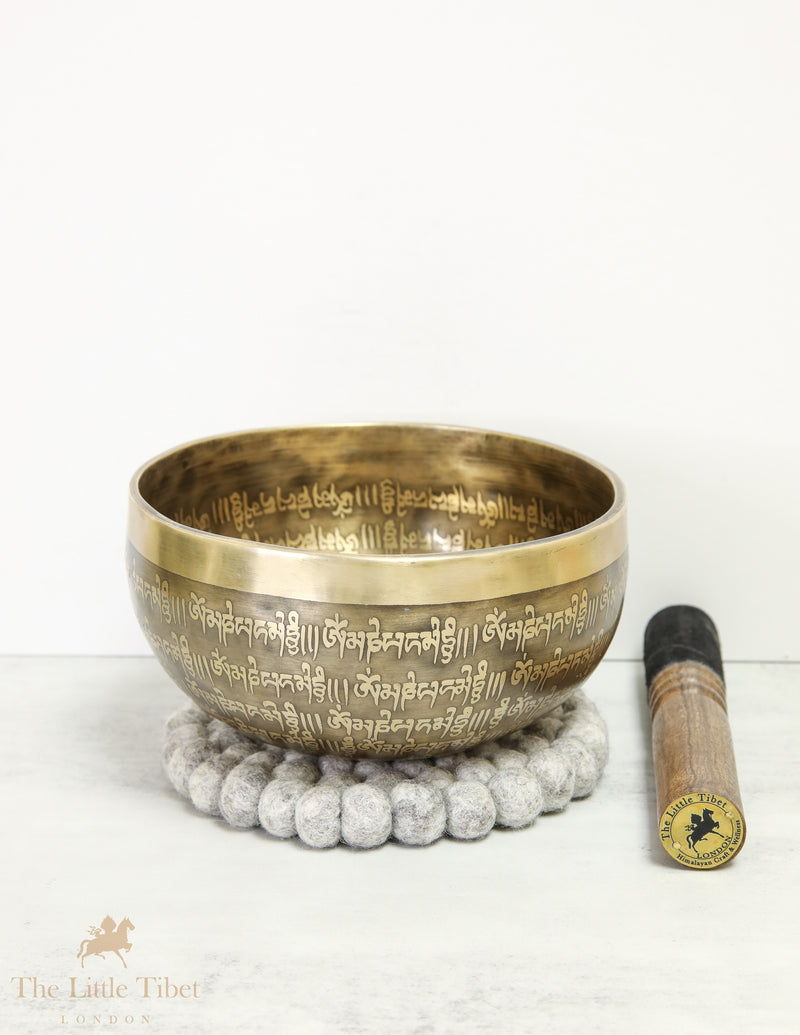 Tibetan Singing Bowl OM MANI PADME HUM for Sound Therapy - EC67