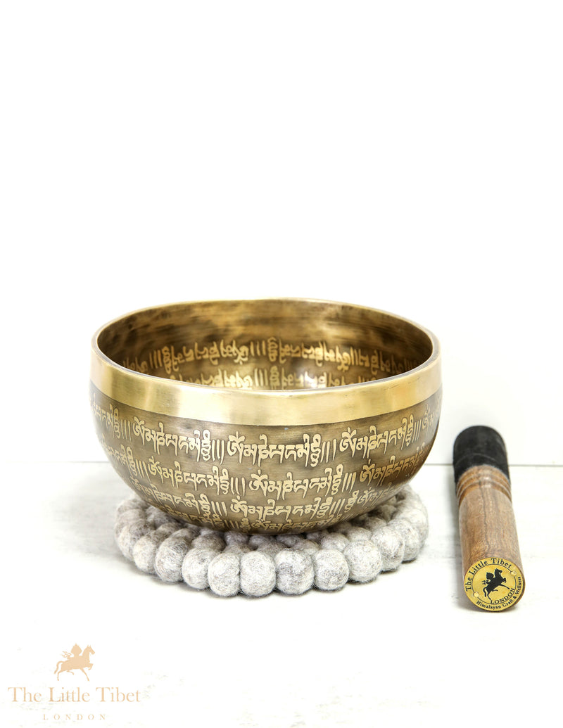 Tibetan Singing Bowl OM MANI PADME HUM for Sound Therapy - EC67