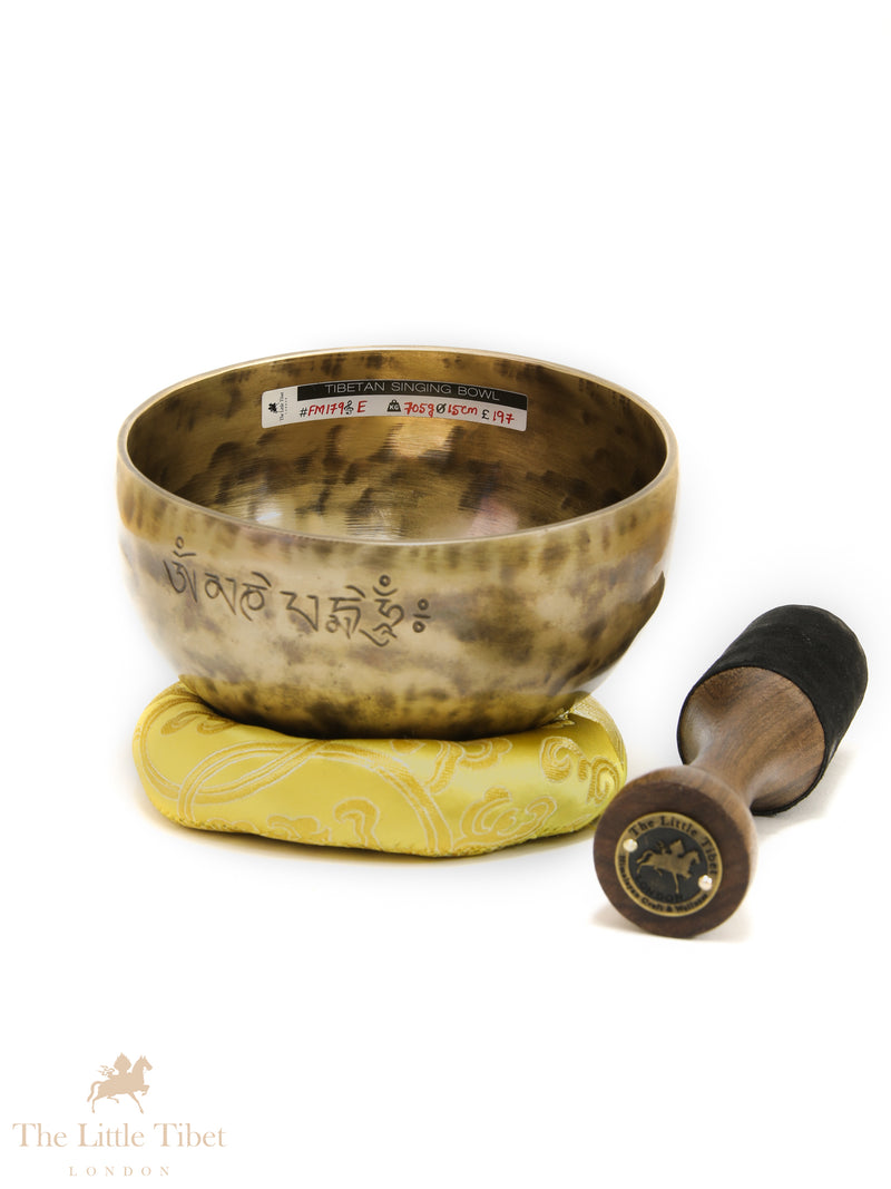 Full Moon Tibetan Singing Bowl – Third Eye Chakra Healing Bowl with Om Symbol (Note E)-FM179