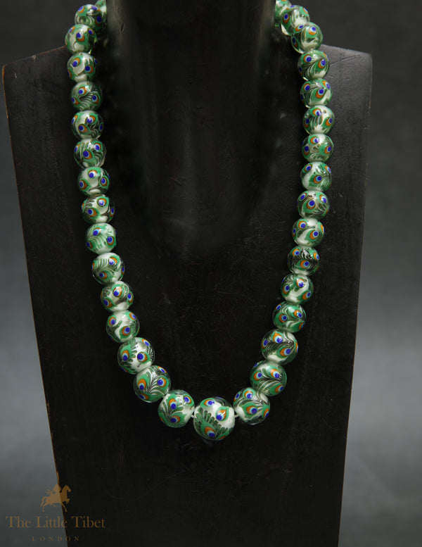 Murano Glass Peacock Necklace & Earrings Set | Handcrafted Statement Jewellery