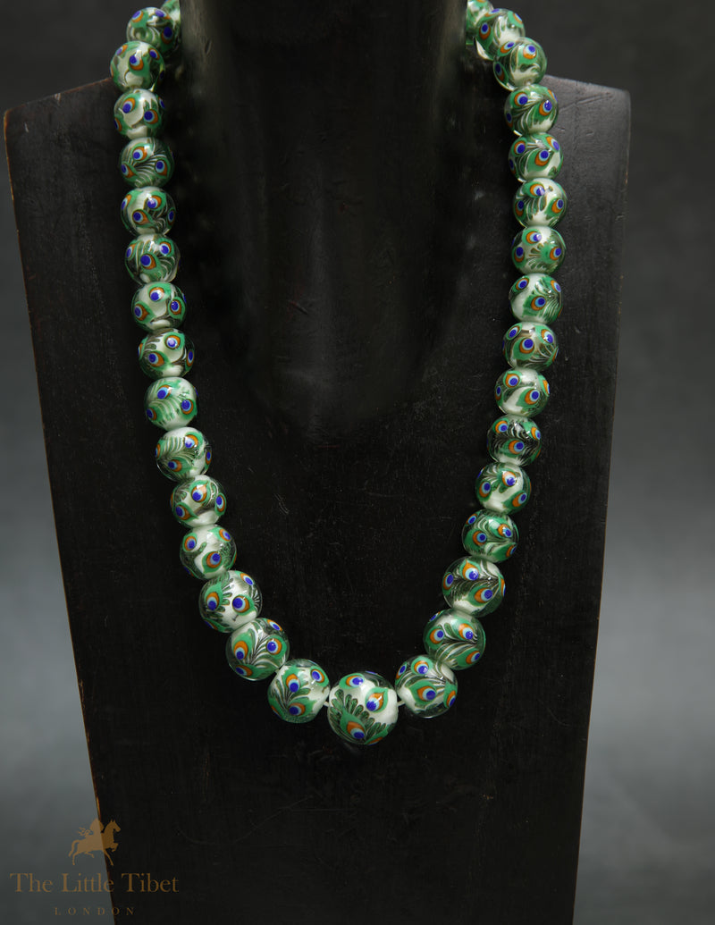 Murano Glass Peacock Necklace & Earrings Set | Handcrafted Statement Jewellery