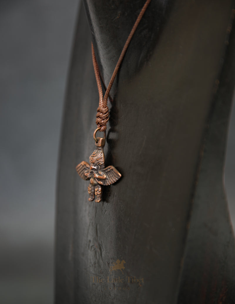 Tibetan Garuda Pendant – Handcrafted Copper Amulet on Adjustable Thread