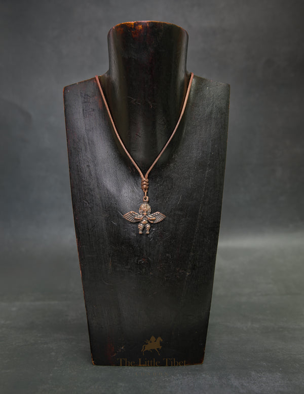 Tibetan Garuda Pendant – Handcrafted Copper Amulet on Adjustable Thread