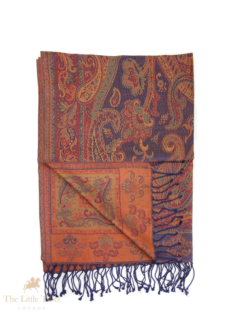 Twilight Ember Himalayan Silk Shawl – Handwoven Luxury Wrap